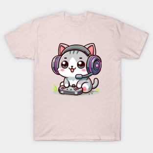 Cute Kitten Palying Game Console T-Shirt